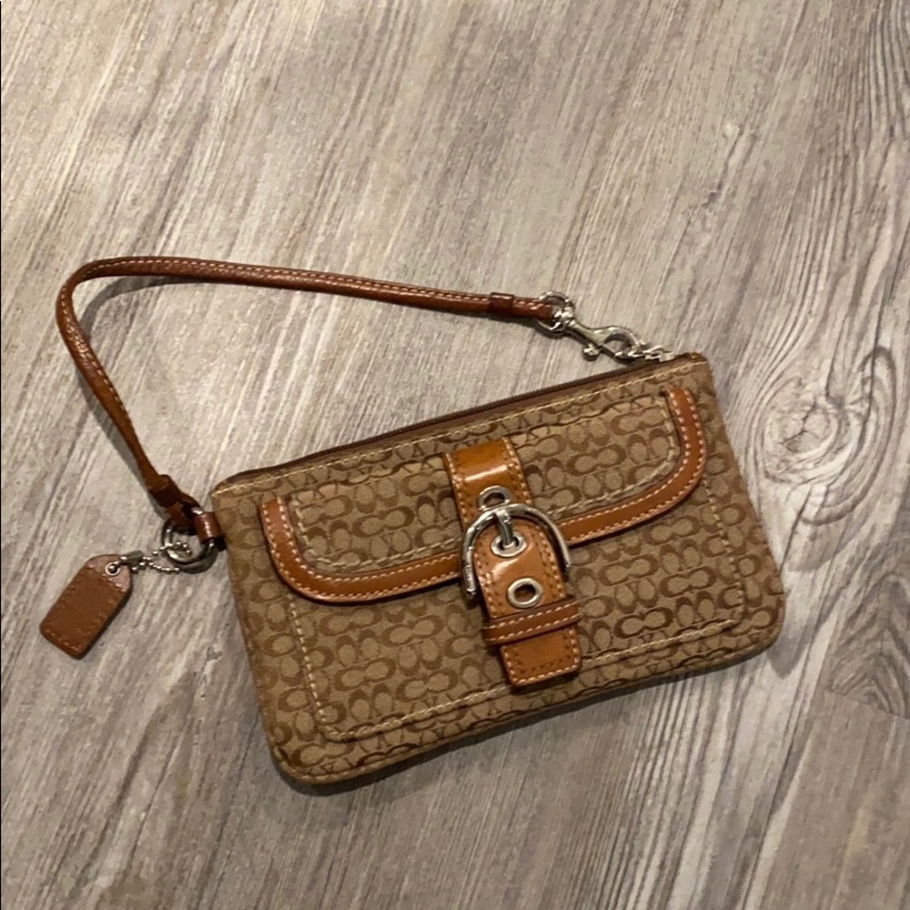 Coach tan wristlet